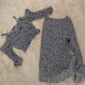 Lulus Doting Love Black and White Ruffled set